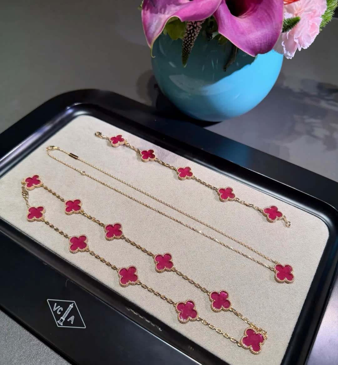 Van Cleef & Arpels Alhambra Necklace with Red Enamel Van Cleef & Arpels Alhambra Necklace with Red Enamel